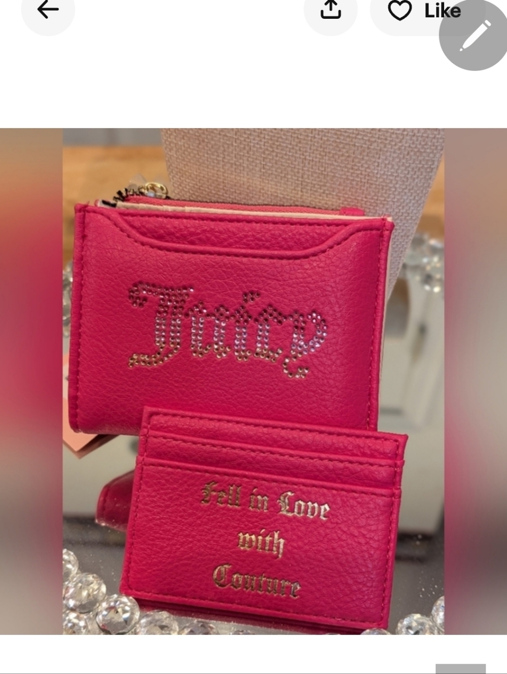 ✨️Juicy Couture Hot Pink Cardholder and Zip Pouch Set/ NWT ✨️💖
